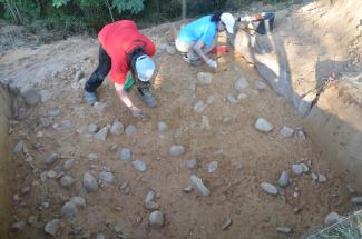 Excavación arqueológica en el yacimiento achelense de Porto Maior (Pontevdra)/M. Duval.